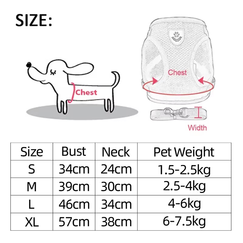 Dog Harness Walking Lead Leash for Small Dogs Collar Polyester Adjustable Mesh Puppy Cat Harness Vest for Medium Pet Accessories