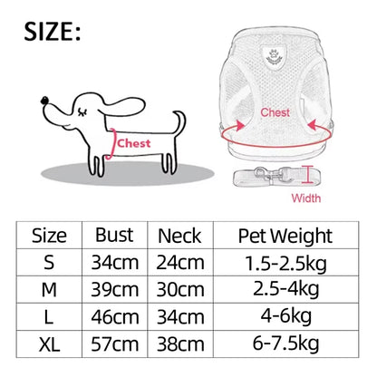 Dog Harness Walking Lead Leash for Small Dogs Collar Polyester Adjustable Mesh Puppy Cat Harness Vest for Medium Pet Accessories