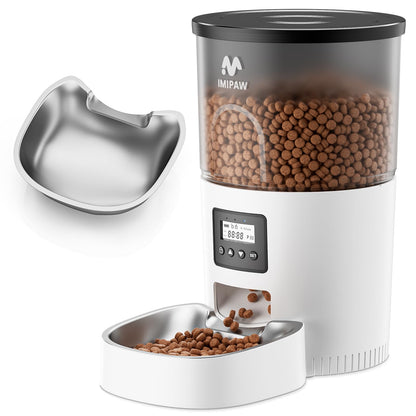 Alimentadores automáticos para gatos, dispensador de alimentos secos para gatos con temporizador de 3 litros, fuente de alimentación doble, tamaño de porción programable, alimentador automático para