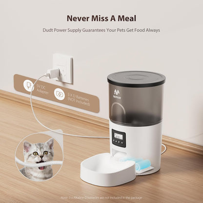 Alimentadores automáticos para gatos, dispensador de alimentos secos para gatos con temporizador de 3 litros, fuente de alimentación doble, tamaño de porción programable, alimentador automático para