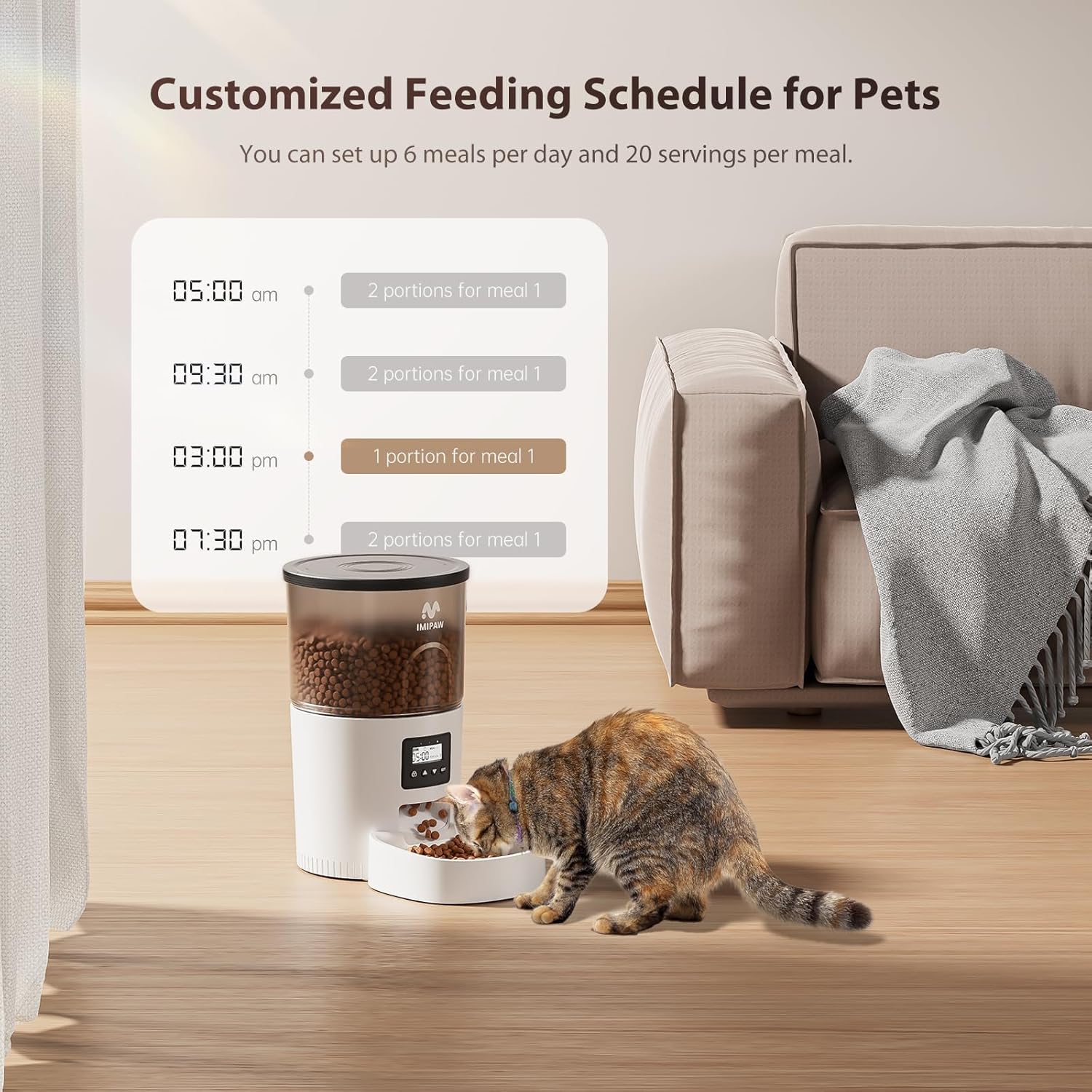 Alimentadores automáticos para gatos, dispensador de alimentos secos para gatos con temporizador de 3 litros, fuente de alimentación doble, tamaño de porción programable, alimentador automático para