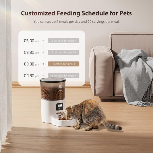 Alimentadores automáticos para gatos, dispensador de alimentos secos para gatos con temporizador de 3 litros, fuente de alimentación doble, tamaño de porción programable, alimentador automático para