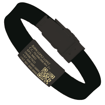 Manilla Silicona Delgada Negra - Placa Anodizada Negra
